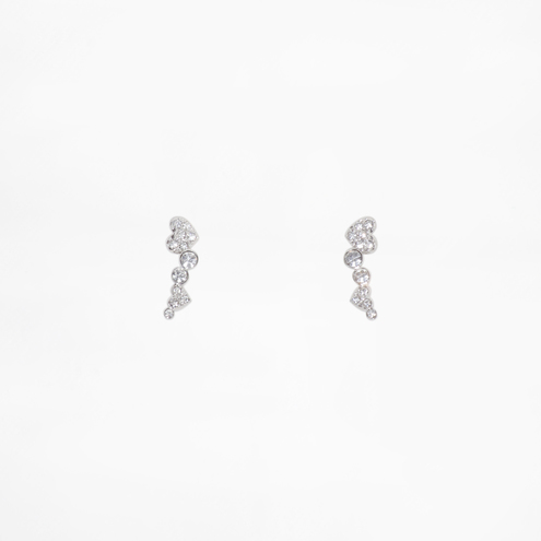 Orecchini rodiati strass Swarovski monachella cuoricini