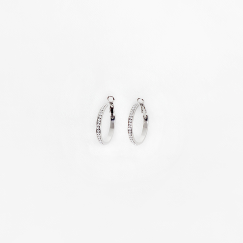 Orecchini cerchio acciaio diametro 30mm strass