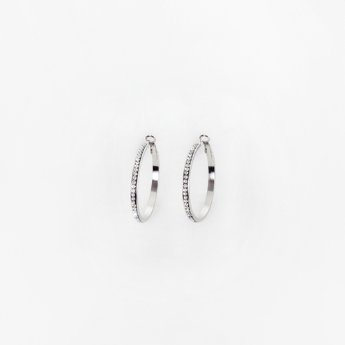Orecchini cerchio acciaio diametro 40mm strass