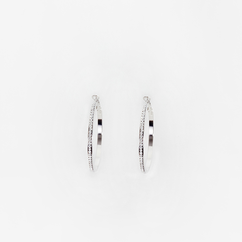 Orecchini cerchio acciaio diametro 50mm strass