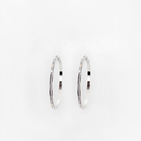 Orecchini cerchio acciaio diametro 60mm strass