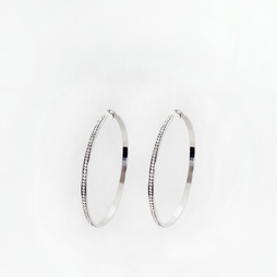 Orecchini cerchio acciaio diametro 70mm strass  