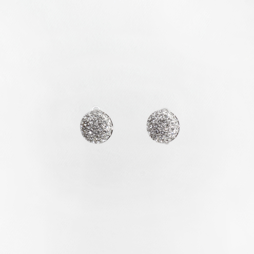 Orecchini rodio clips bottoni strass
