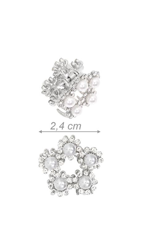 Pinza In Metallo Con Perle E Strass