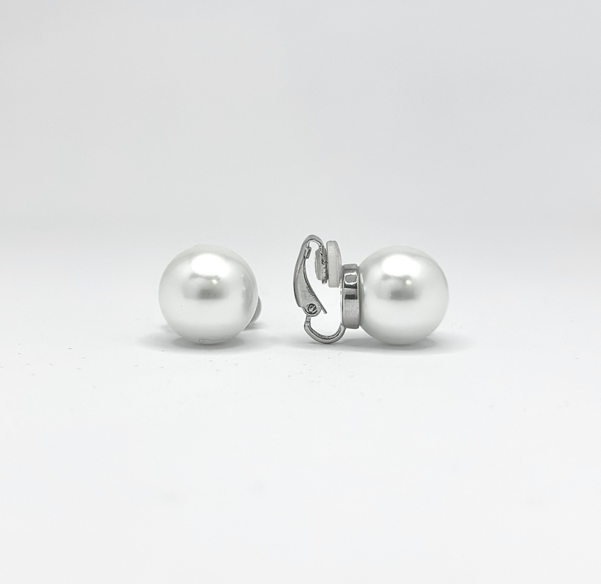 Orecchini perla a clip - bianco sposa  