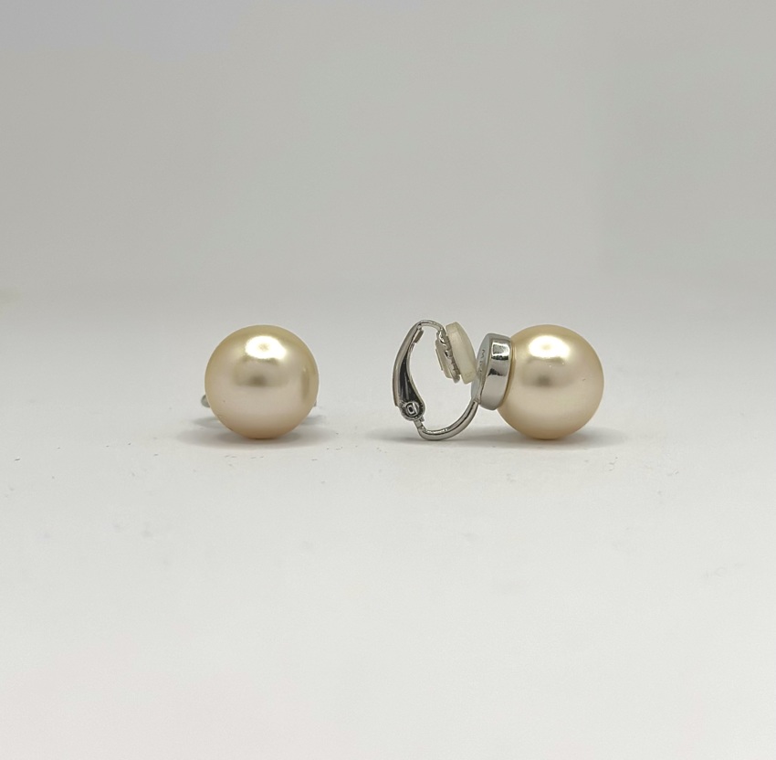 Orecchini Perla a clip - crema  